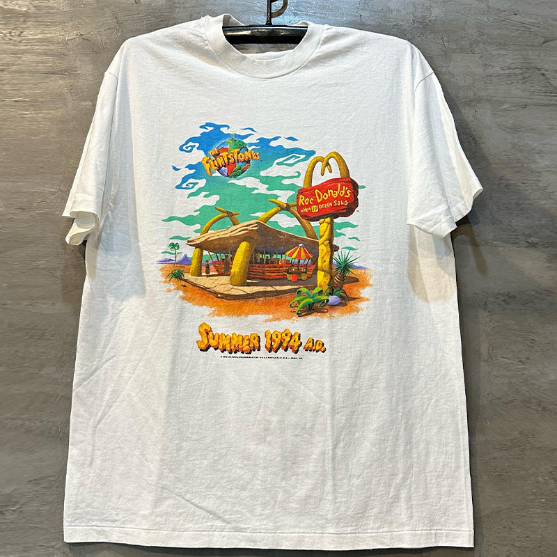 The Flintstones摩登原始人美潮动漫oldschool学院风男女短袖T恤
