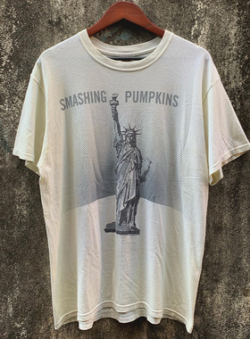 Smashing Pumpkins碎南瓜乐队联名自由女神美式复古嘻哈短袖T恤男