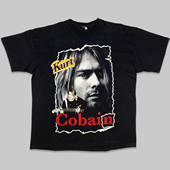Kurt 潮 小领口半袖 Cobain涅槃乐队科特柯本周边短袖 T恤hiphop美式