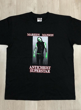 Marilyn Manson玛丽莲曼森美式复古Vintage宽松摇滚hiphop短袖T恤