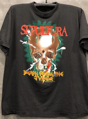 Sepultura重金属乐队欧美vintage复古慵懒风街头潮流男女短袖T恤