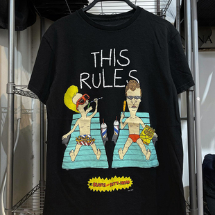 Beavis and Butthead瘪四与大头蛋欧美街头vibe风宽松短袖男女T恤
