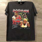 T恤chic嘻哈人像痞帅半袖 Dennis Rodman球星丹尼斯·罗德曼短袖 男
