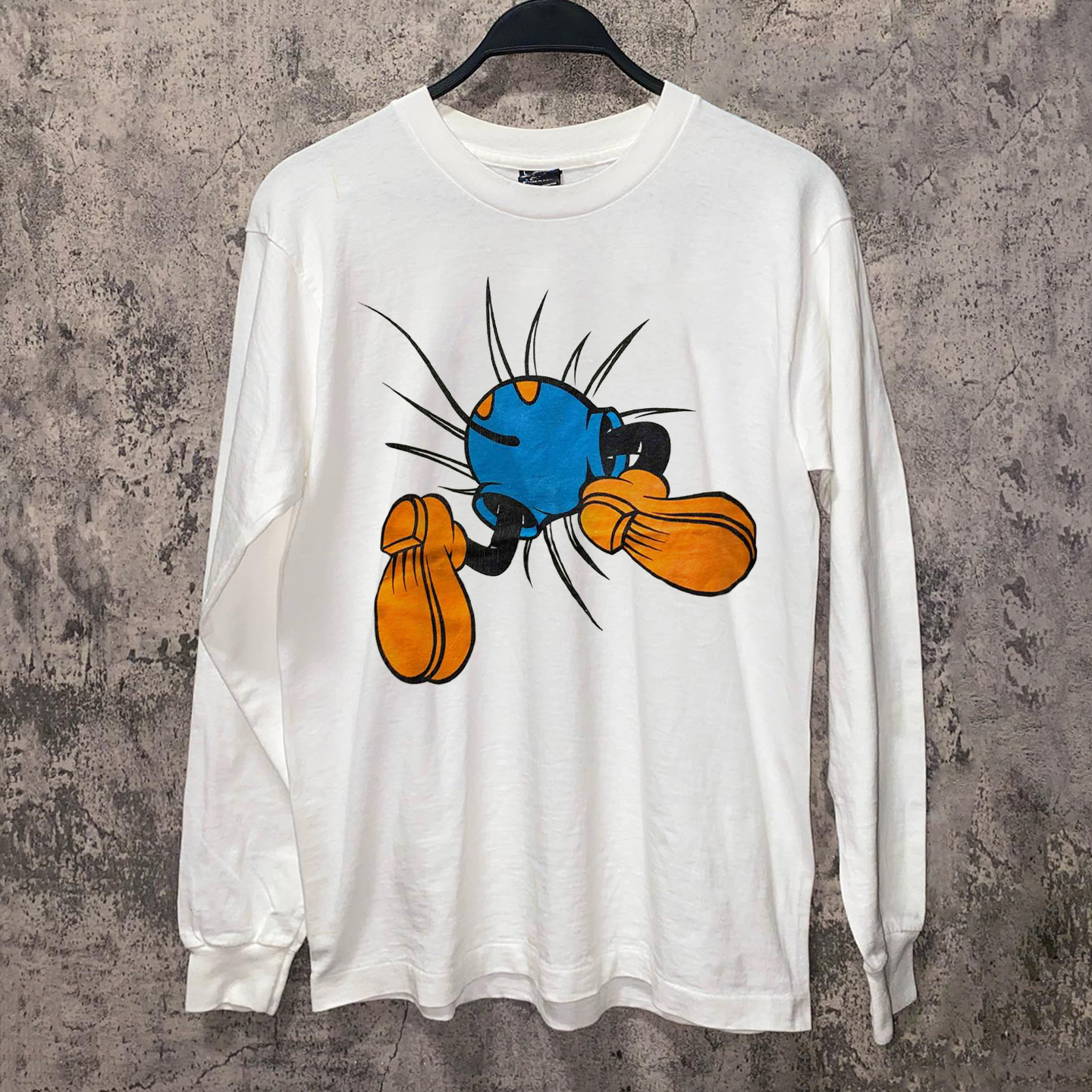 米奇老鼠周边卡通动漫潮牌长袖T恤 vintage古着感男女情侣装上衣