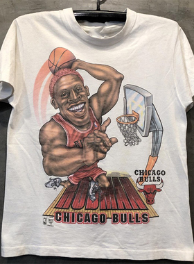 Dennis Rodman罗德曼趣味卡通oldschool篮球短袖街头质感男女T恤
