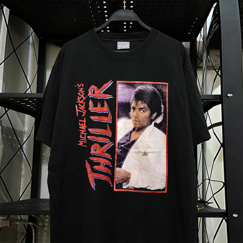 Michael Jackson致敬迈克尔&middot;杰克逊人像短袖T恤hiphop质感半袖男