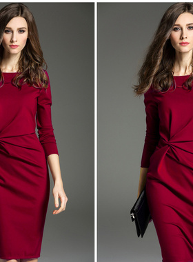 春季2025款女装新款时尚修身收腰显瘦气质包臀连衣裙子女中长款