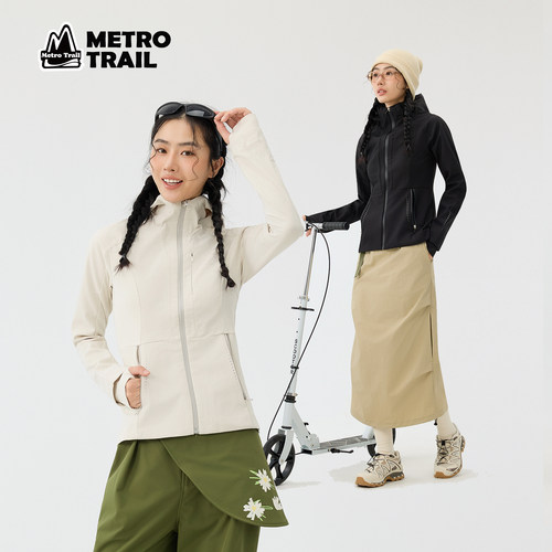 MetroTrail户外冲锋外套女秋冬磨毛保暖防水徒步登山运动冲锋衣