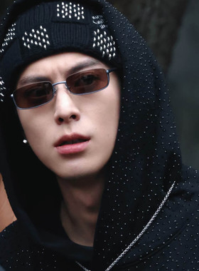 王鹤棣同款墨镜男士个性方形复古小框下半框防紫外线近视太阳眼镜