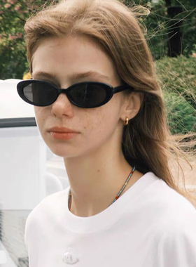 小窄框墨镜女椭圆猫眼美式Y2K眼镜偏光防紫外线近视太阳镜方圆脸