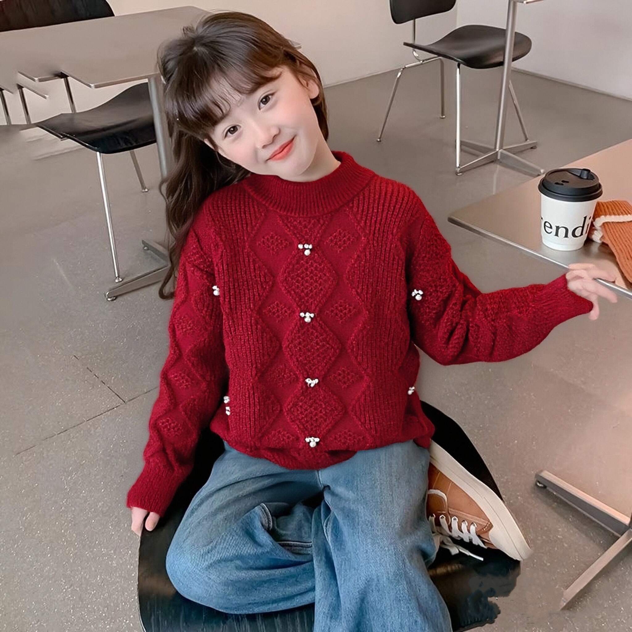 女童水貂绒秋冬季毛衣打底衫