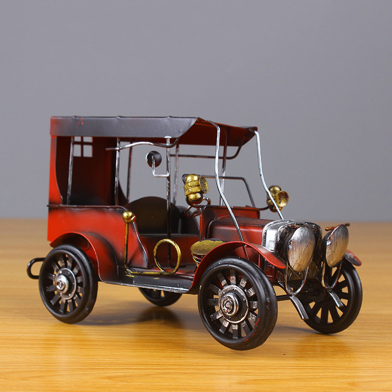 复古怀旧金属工艺品 铁皮老爷车模型 桌面铁艺摆件 创意家居装饰