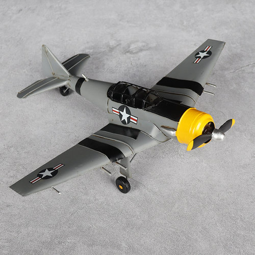 长津湖仿真P51野马战斗机模型铁皮手工艺品美式怀旧复古飞机摆件