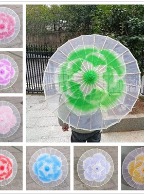 舞蹈白茉莉花伞开茉莉情怀透明烟雨江南傣族伞舞江南梦春晚同款伞