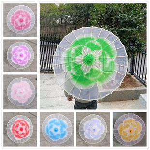 舞蹈白茉莉花伞开茉莉情怀透明烟雨江南傣族伞舞江南梦春晚同款伞