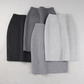 浅中深灰色款 秋冬半身裙羊毛绒呢高腰保暖修身 包臀中裙通勤职业OL