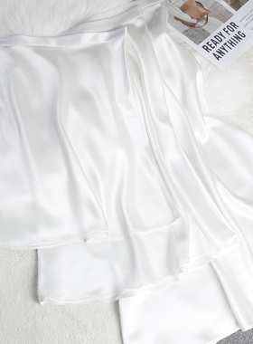 in家三醋酸半身裙短中长裙女珍珠白色轻熟高腰aA字版型初秋季