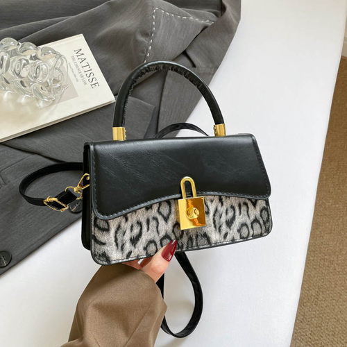 2026新款豹纹撞色小方包女时尚百搭单肩斜挎手提包质感小众洋气包