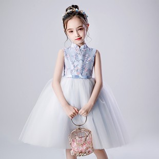 女童礼服裙洋气公主婚礼花童婚纱裙儿童主持人走秀生日钢琴演出服