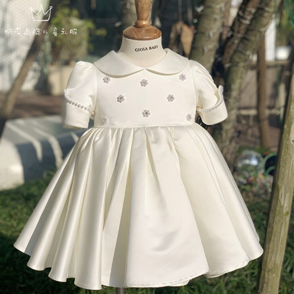 韩版进口面料宝宝生日百天周岁花童人气婚礼小女孩礼服洋气高端春