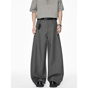 长裤 男小众百搭设计感直筒休闲垂感西装 潮 老钱风阔腿西裤 复古美式