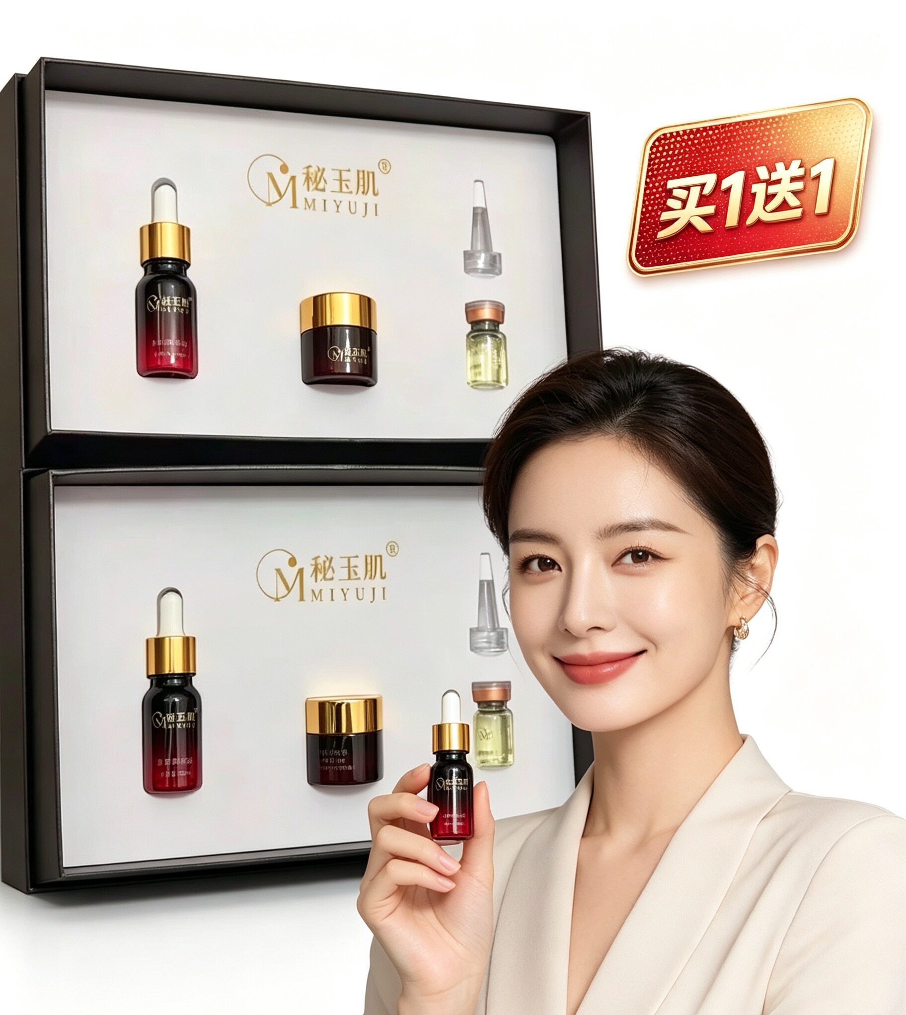 秘玉肌光感美肌体验套 瓷肌精华液美肌霜美容院正品套装淡化斑