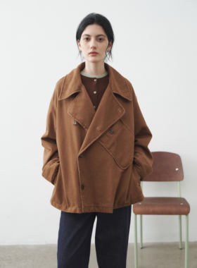 PIERZ/25秋新 摩登风卡其棕斜口袋哨兵外套