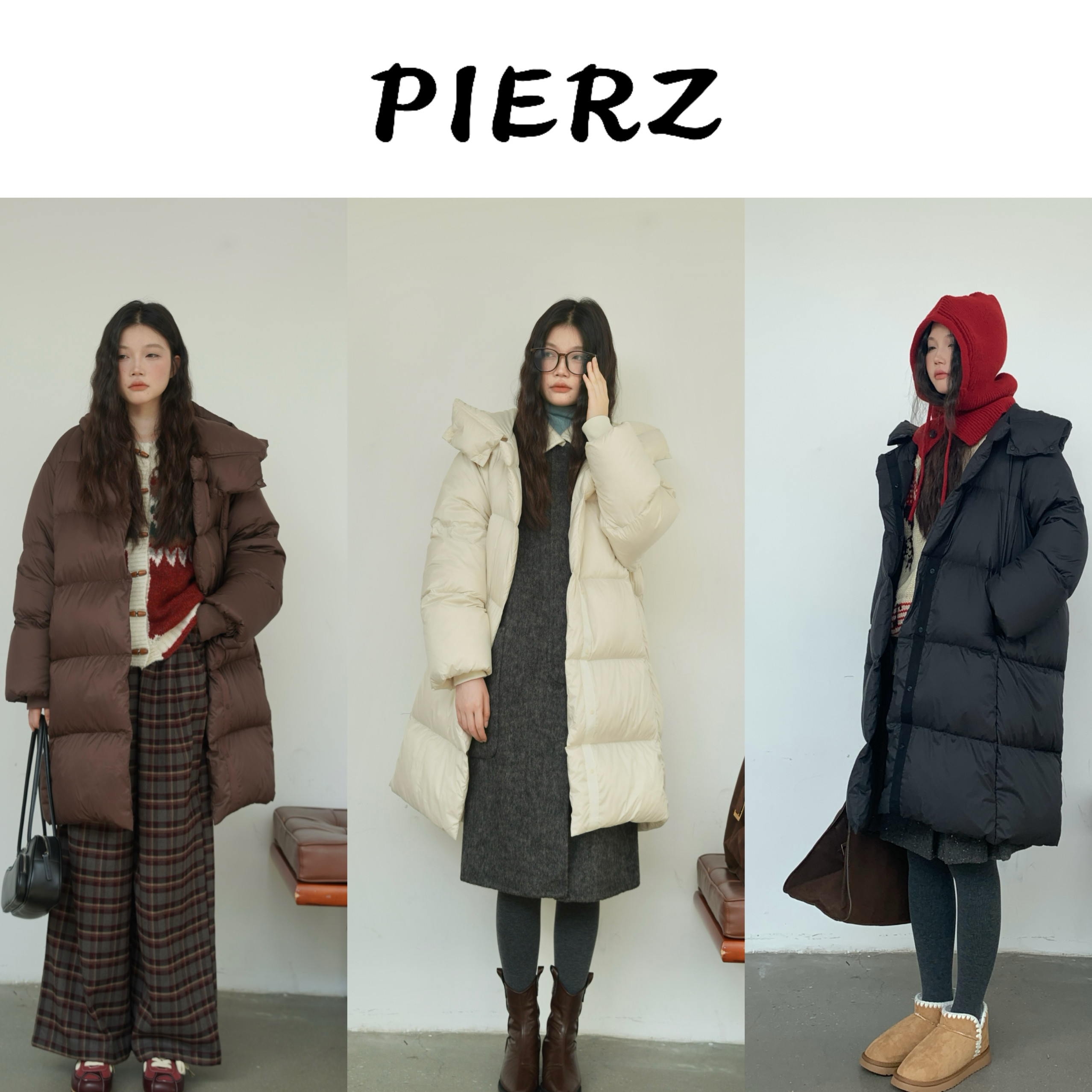 PIERZ自制冬季高端轻奢泡芙系列云朵羽绒服中长款大被子保暖外套
