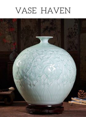 宋代宋式美学超好看天青釉石榴瓶家高端大气上档次博古架绝美花瓶