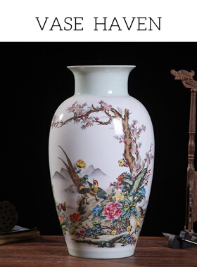 宋代美学超好看粉彩冬瓜瓶高端大气上档次家居办公室花瓶摆件礼品