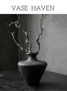 宋代美学景德镇禅意复古氛围感花瓶2026热卖黑色民宿酒店干花摆件