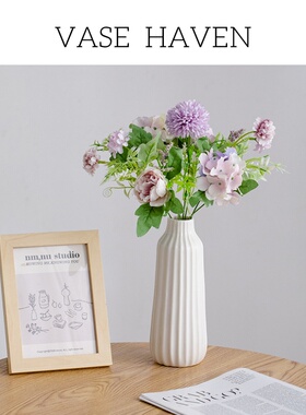 超好看简约白色现代设计感小众氛围感陶瓷干花鲜花瓶绝美网红摆件