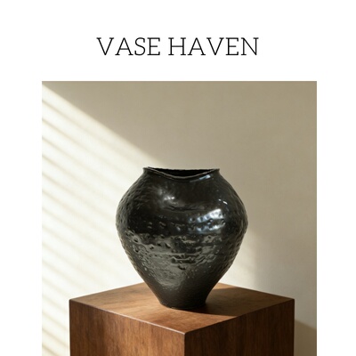 异形黑陶花瓶现代简约氛围感摆件