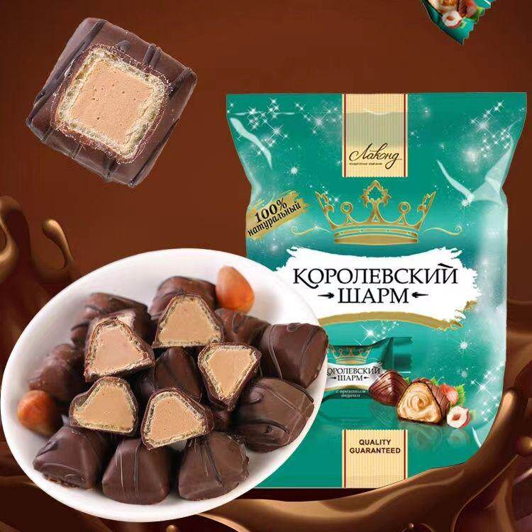 俄罗斯巧克力糖果原装进口拉迈尔牌榛子味奶油夹心糖果袋装牛奶味