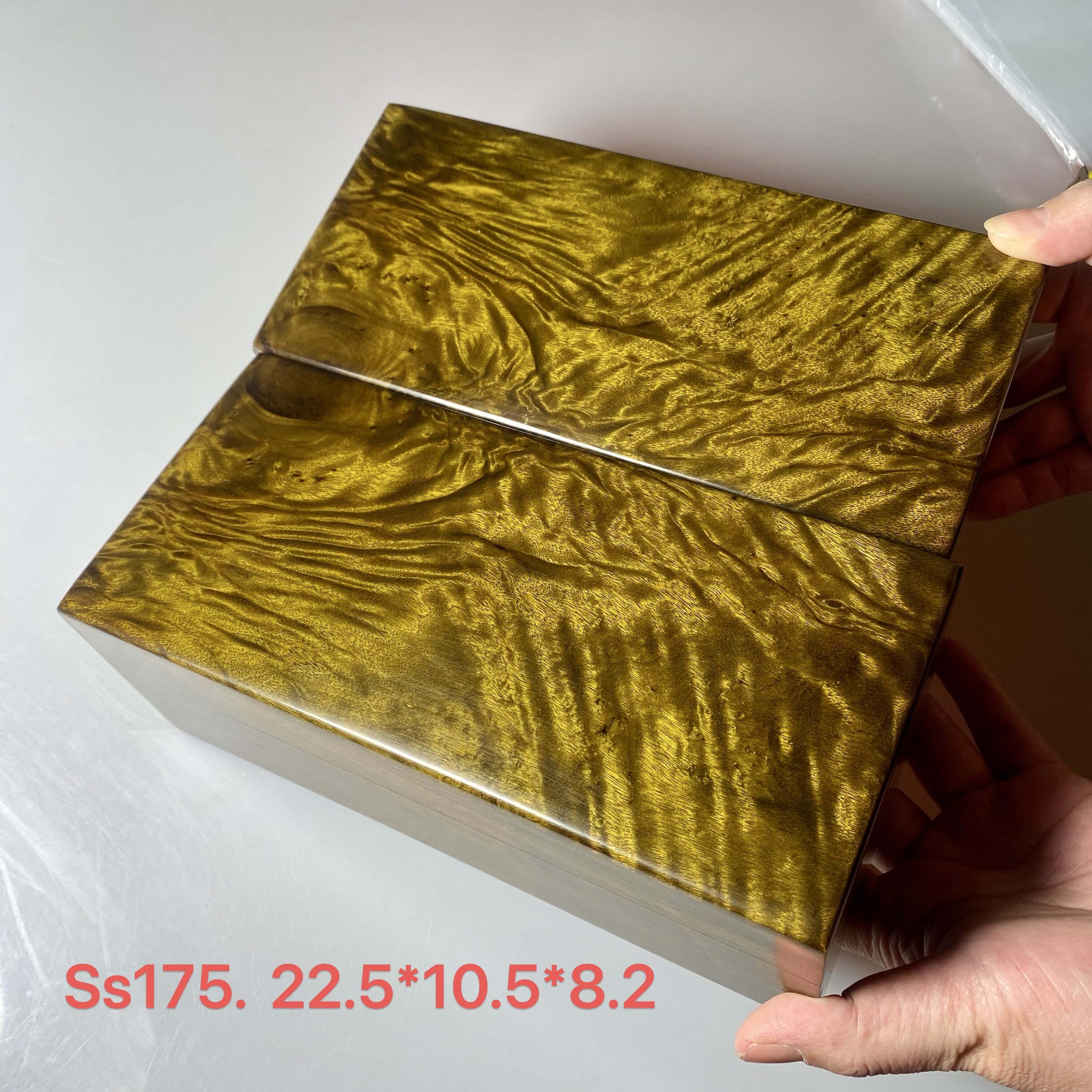 金丝楠木阴沉木绿料满水波首饰盒实木水波纹便携收纳盒高档礼品盒