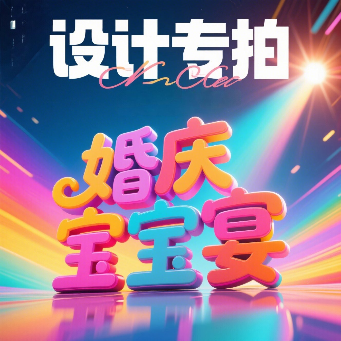 婚礼宝宝宴花车名字牌定制设计平面广告设计