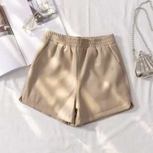 2025秋冬新款小羊皮真皮皮裤女高腰a字黑色皮短裤外穿百搭阔腿裤