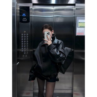 黑色皮衣外套女2025冬季新款短款夹克酷飒风小个子爆款机车加厚