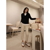 促销 女中高腰直筒皮裤 新款 特价 绵羊皮皮裤 真皮皮裤 气质通勤九分裤