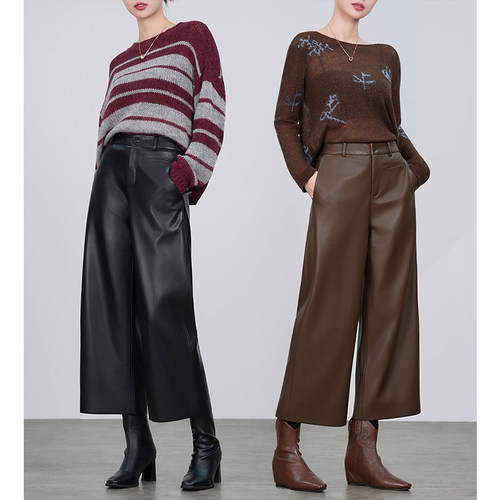 2025新款秋冬加厚时髦高腰直筒裤