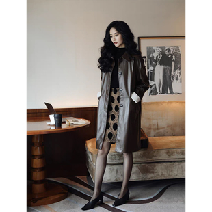 2026春秋新款 真皮皮衣外套女宽松复古高级感时髦大衣 高级感中长款