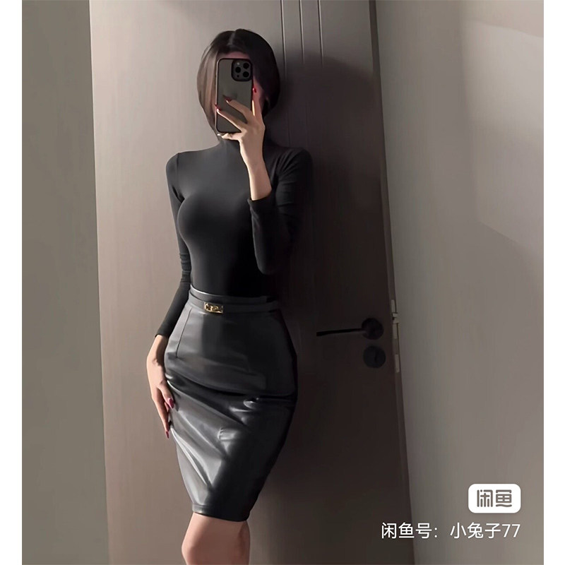2025新气质修身性感后开叉包臀裙