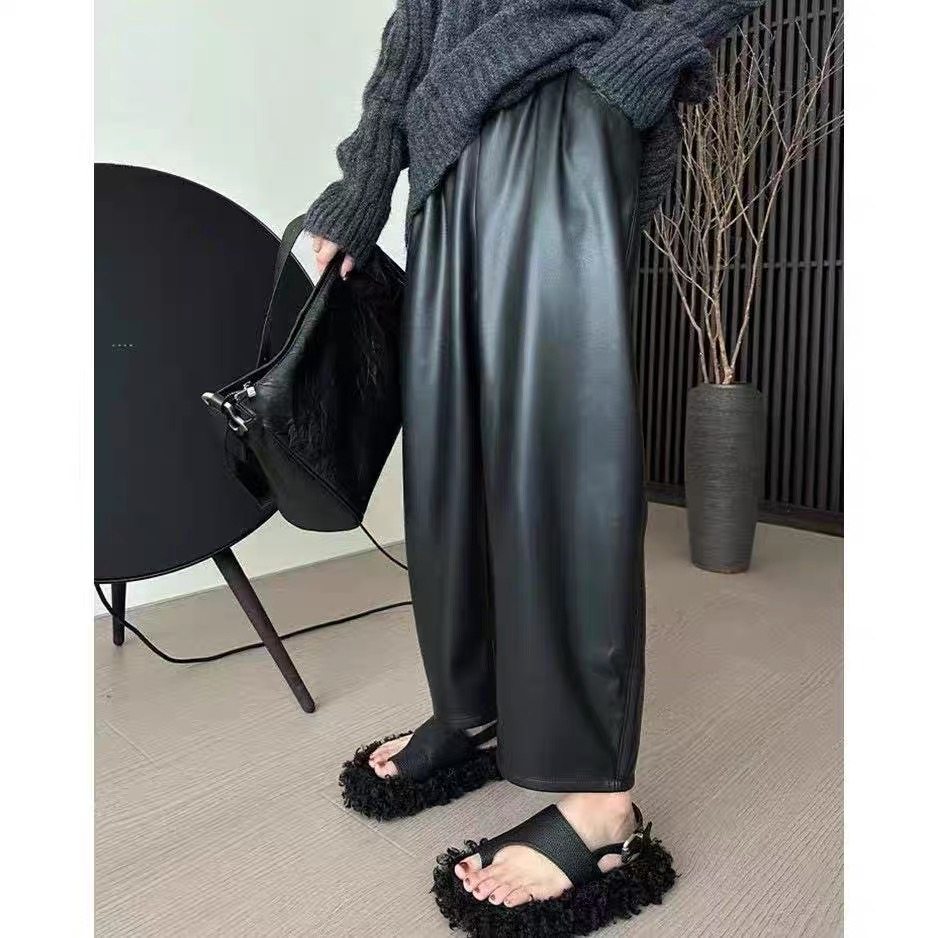 欧洲站2025高质感绵羊皮真皮皮裤