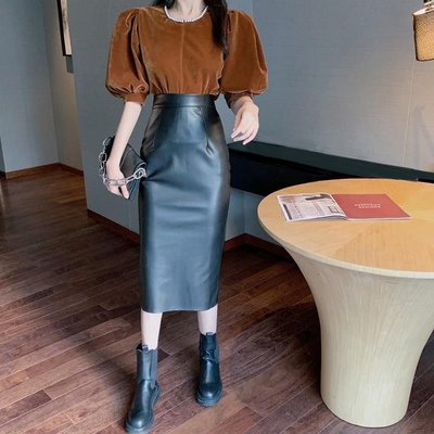 ins新款绵羊皮真皮皮裙半身裙