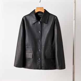 海宁真皮皮衣女短款2025冬季新款进口小羊皮夹克休闲宽松显瘦外套