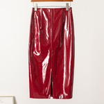 2025秋冬新款欧洲站绵羊皮皮裙真皮皮裙高腰性感包臀裙开叉半身裙