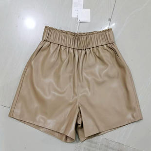 特价促销新款小羊皮真皮皮裤女高腰a字多色皮短裤外穿百搭阔腿裤