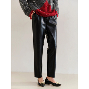 酷飒高腰显瘦防风保暖阔腿直筒裤 海宁绵羊皮真皮皮裤 2026秋冬新款