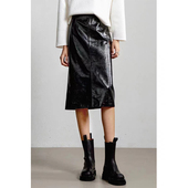 2025春秋款 ins皱纹绵羊皮皮裙真皮皮裙时髦高腰显瘦炸街中长裙