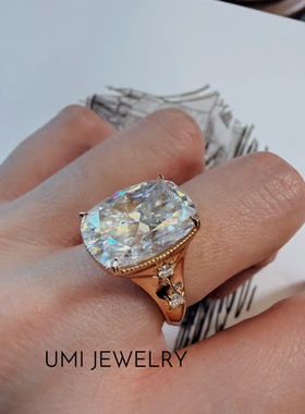 UMI家【霉霉】S925银镀k金莫桑钻满天星超闪戒指霉霉婚戒高级女戒